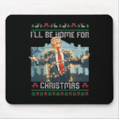 Ik ben thuis voor de lelijke kersttruien Santa Tru Muismat (Voorkant)