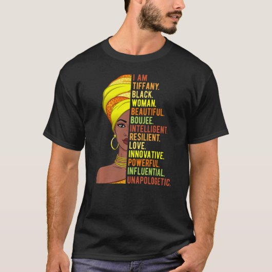 Ik ben Tiffany Black Woman History Maandag Pride M T-shirt (Voorkant)