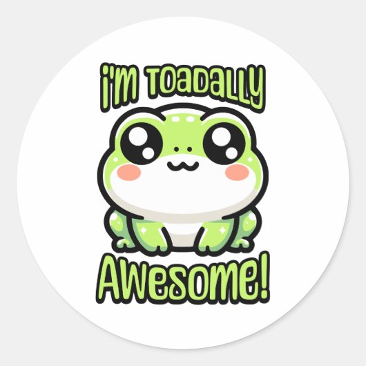 Ik ben Toadally Geweldige! Schattigee paddenkikker Ronde Sticker (Voorkant)