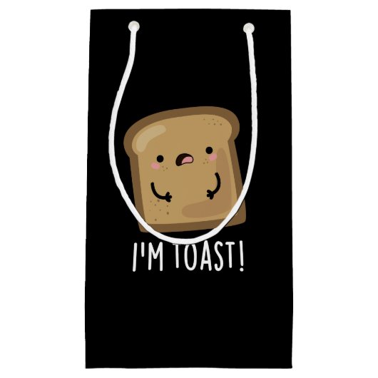 Ik ben Toast Funny Bread Pun Dark BG Klein Cadeauzakje (Voorkant)