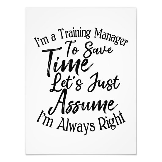 Ik ben trainingsmanager om tijd te besparen foto afdruk (Voorkant)