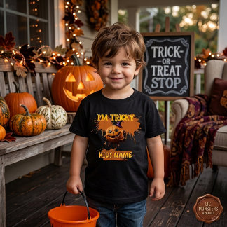Ik ben Tricky Halloween Pompoen Kinderen Naam Shir Kinder Shirts
