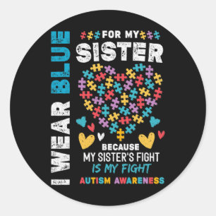 Ik ben trots broer en ik heb blauw Draag voor mijn Ronde Sticker
