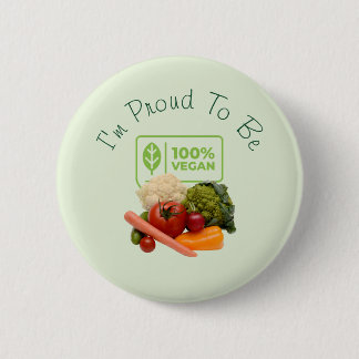 Ik ben trots om 100% vegan te zijn ronde button 5,7 cm