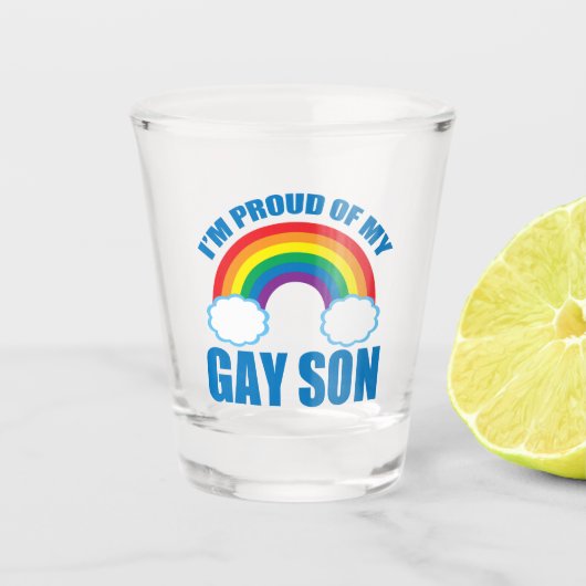 Ik ben trots op mijn homoseksuele Zoon LGBTQ, moed Shot Glas (Voorkant)