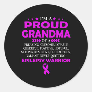 Ik ben trots op oma van Epilepsy Warrior T Ronde Sticker