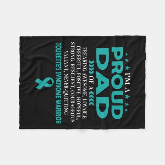 Ik ben trots op pap Tourette's syndroom krijger T Fleece Deken (Voorkant (Horizontaal))