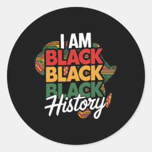 Ik ben trots op zwarte geschiedenis Afro Melanine  Ronde Sticker