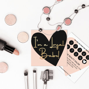 Ik ben trouwe Babe Gold Pink Black Heart klant Klantenkaartje