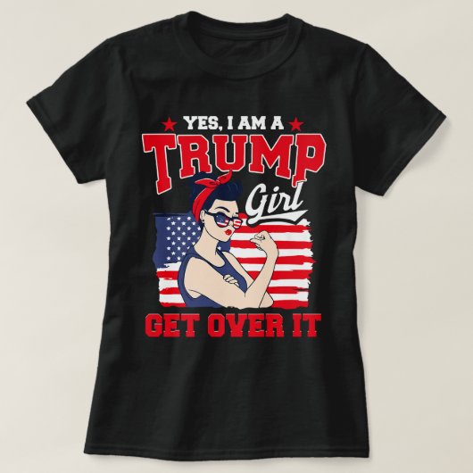 Ik ben Trump Girl die het over Amerikaanse vlag do T-shirt (Design voorkant)