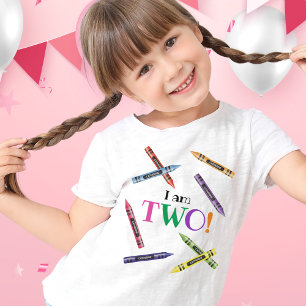 Ik ben twee Crayon Kinder 2e verjaardagsfeestje T-shirt