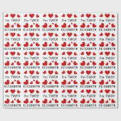 Ik ben twee Cute Red Hearts Aangepaste Naam 2 jaar Cadeaupapier (Vlak)