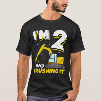 Ik ben twee jaar oud en heb het graafmachine 2de d t-shirt