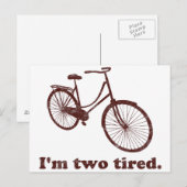 Ik ben twee te tired slapy fiets briefkaart (Voorkant / Achterkant)
