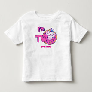 Ik ben Twee Verjaardag Eenhoorn Donut Kinder Shirts