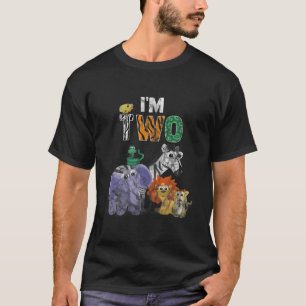 Ik ben twee vun dierentuin Theme Birthday Gift Saf T-shirt