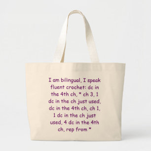 Ik ben tweetalig, ik spreek fluent-haakwerk: dc in grote tote bag