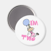 Ik ben Two Stick Figuur Meisje Verjaardag T-shirts Magneet (Voorkant / Achterkant)