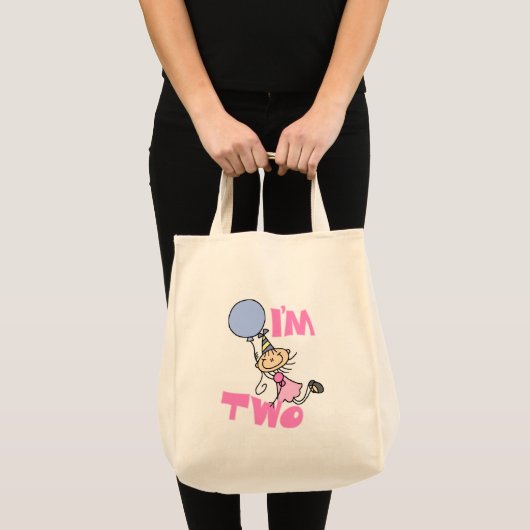 Ik ben Two Stick Figuur Meisje Verjaardag T-shirts Tote Bag (Voorkant (product))
