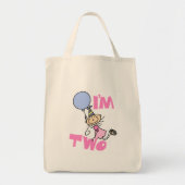 Ik ben Two Stick Figuur Meisje Verjaardag T-shirts Tote Bag (Voorkant)