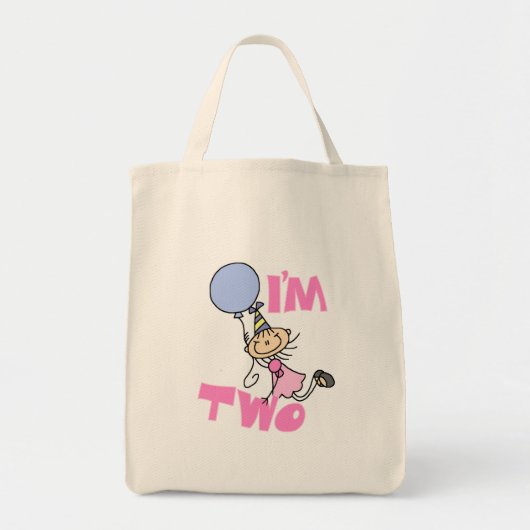 Ik ben Two Stick Figuur Meisje Verjaardag T-shirts Tote Bag (Voorkant)