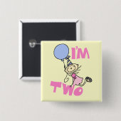 Ik ben Two Stick Figuur Meisje Verjaardag T-shirts Vierkante Button 5,1 Cm (Voorkant /achterkant)