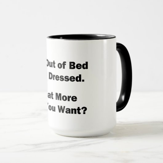 Ik ben uit Bed en Dpress. Mok (Voorkant rechts)