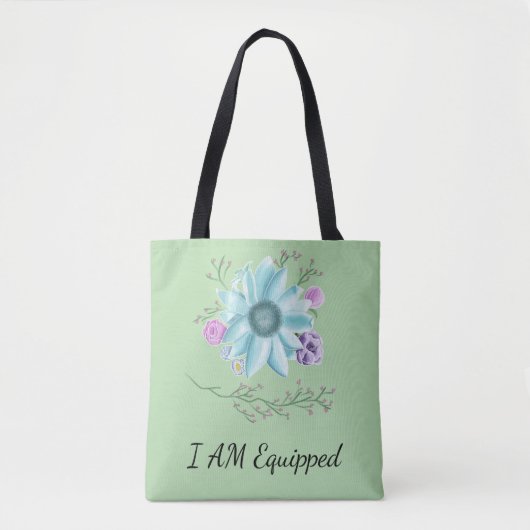 Ik ben uitgerust mint groene bloemenzak tote bag (Voorkant)