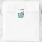 Ik ben uniek! (Narwhal) Ronde Sticker (Tas)