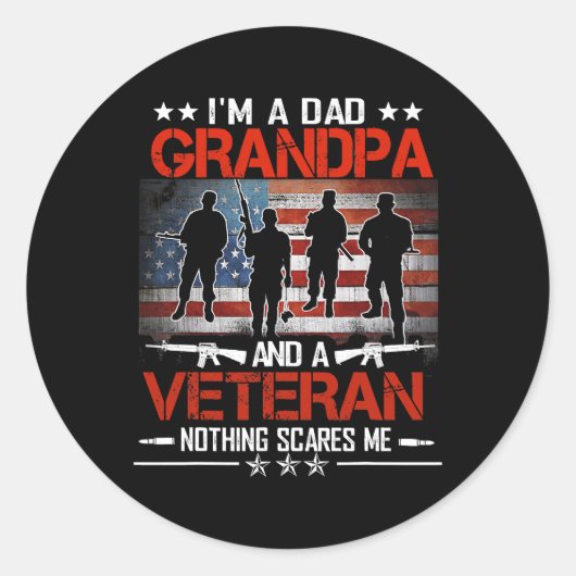 Ik ben vader grootpa Proud Veteran Fathers Dag 235 Ronde Sticker (Voorkant)
