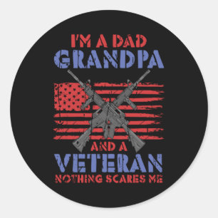 Ik ben vader opa en veteraan, veteraan Hero Ronde Sticker