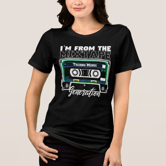 Ik ben van de Mixtape Generation (Techno Music) Tri-Blend Shirt (Voorkant)