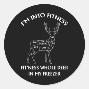 Ik ben van fitness herten in mijn vriezer jacht ronde sticker