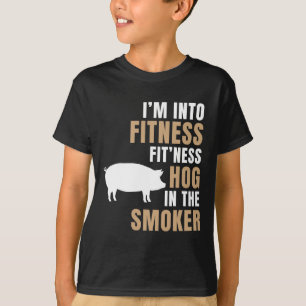 Ik ben van fitness hog bbq roker rooster grappig v t-shirt