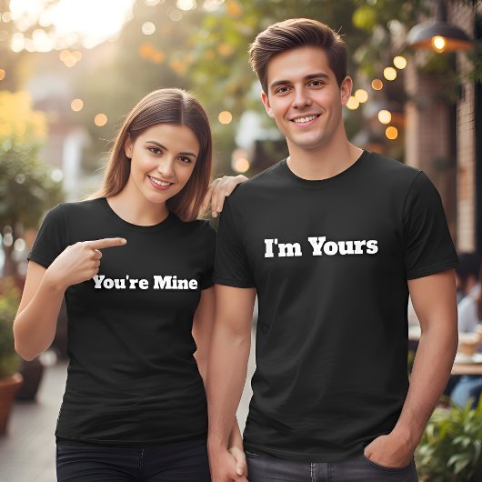 Ik ben van jou Aangepaste tekst Zwart Heren Paren T-shirt