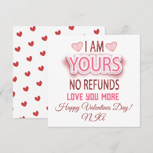 Ik ben van jou Geen Restituties Hart Foto Valentij Feestdagenkaart (Voorkant / Achterkant)