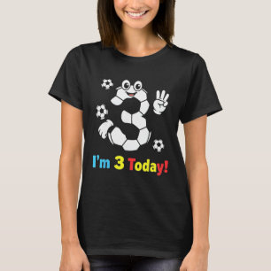 Ik ben vandaag 3 Cute Voetbal Cartoon 3e verjaarda T-shirt