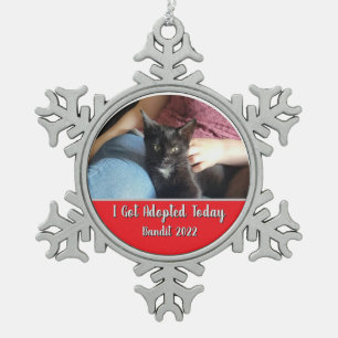 Ik ben vandaag geadopteerd Sneeuwvlok omlijst orna Tin Sneeuwvlok Ornament