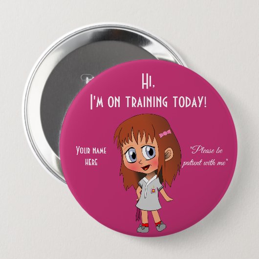 Ik ben vandaag op training, enorm, 4-inch Button (Voorkant /achterkant)