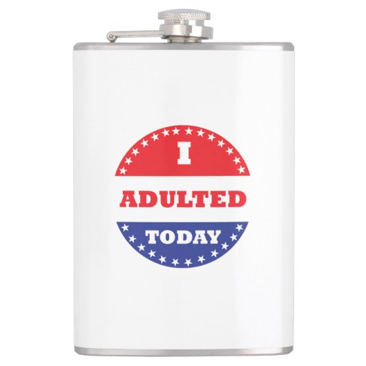 Ik ben vandaag volwassen geworden heupfles (Voorkant)