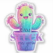 Ik Ben Vast aan Jou Cactus Mooie Vetplant Ontwerp Sticker (Voorkant)