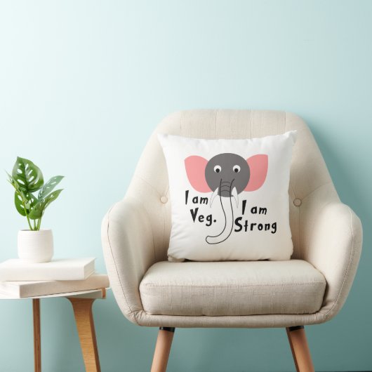 Ik ben Veg ik ben Sterk Baby Olifant Kussen (Stoel)
