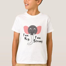 Ik ben Veg ik ben Sterke Elephant Animal Boy Kinde T-shirt
