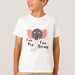 Ik ben Veg ik ben Sterke Elephant Animal Boy Kinde T-shirt