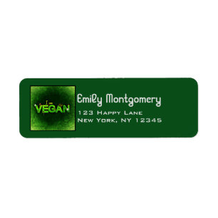 Ik ben Vegan geschreven met een grassy Natuur text Etiket