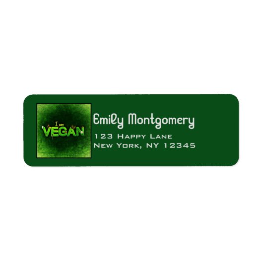 Ik ben Vegan geschreven met een grassy Natuur text Etiket (Voorkant)