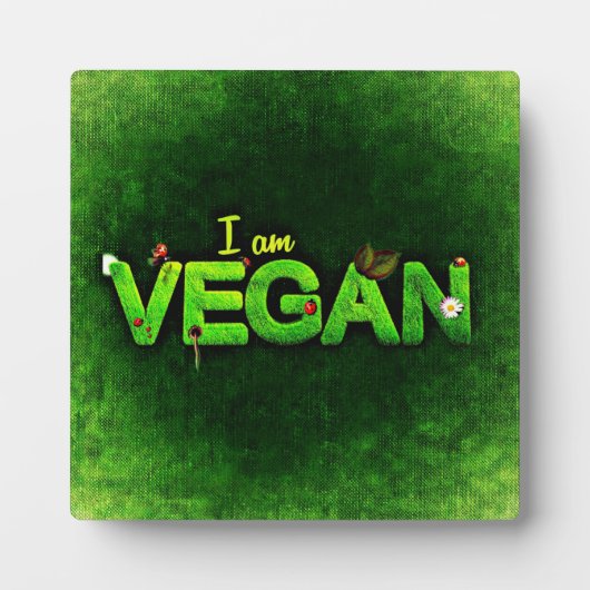 Ik ben Vegan geschreven met een grassy Natuur text Fotoplaat (Voorkant)