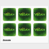 Ik ben Vegan geschreven met een grassy Natuur text Vierkante Sticker (Vel)
