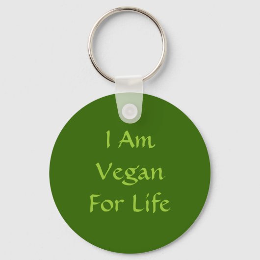 Ik ben Vegan voor het leven. Groen. Slogan. Aangep Sleutelhanger (Voorkant)