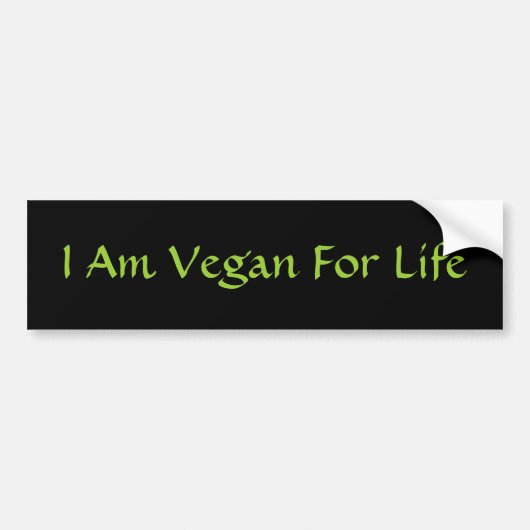 Ik ben Vegan voor het leven. Groen. Slogan. Person Bumpersticker (Voorkant)